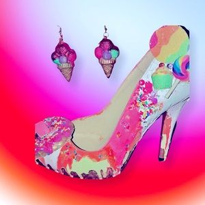 Custom heels with matching earrings party attire
